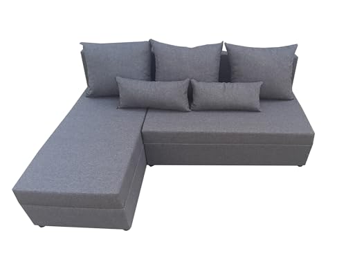 Ecksofa GINO mit Schlaffunktion und Bettkasten in savanagrau 05