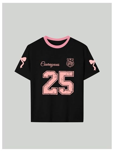 Image of RoseSeek Girl's Graphic Tees Short Sleeve Crewneck T Shirts Casual Summer Tops Cute Preppy Clothes