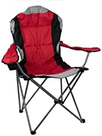Hyfive Folding Camping Chairs Heavy Duty Luxury Padded with Cup Holder High Back - Red - 1 Chair
