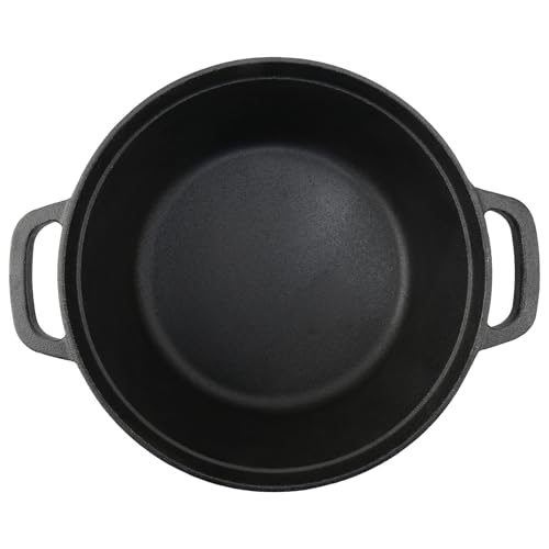 Cast Iron Dutch Oven with Lid and Dual Handles, Non-Stick Dutch Oven Pot, Heavy-Duty, Sturdy Dutch Oven Cookware for Bread Baking, Braising, Stews, Roasting - Black, 26cm - Image 4