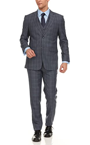 Adam Baker Men's Ultra Slim Fit 3-Piece (Jacket, Vets, Trousers) Vested Suit Set