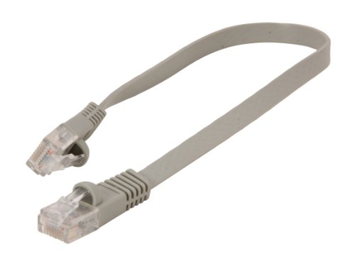 Cable de red Cat 5e UTP plano 1 ft gris miniatura 2
