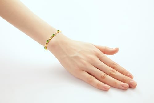 Image of Rylos Bracelets for Women Yellow Gold Plated Silver XOXO Hugs & Kisses Tennis Bracelet Gemstone & Diamonds Adjustable to Fit 7 inch-8 inch Wrist, 10 Gorgeous 6X4MM Jewelry for Women Friendship Bracelets