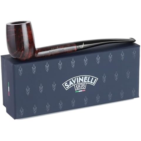 Savinelli Bing's Polished Finish - Long Stright Billiard Golf Inspired Briar Wood Pipe, Handmade in Italy Cover