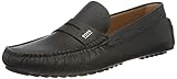 Verschluss oben: Slip-on BOSS Herren Driver Mocc Mokassins aus genarbtem Leder mit Pennyloafer-Detail Größe 44.5