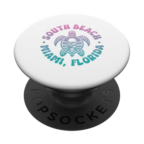 South Beach Miami Florida Tortuga Marina Surfer Souvenir Surf PopSockets PopGrip Intercambiable
