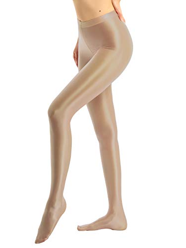 Women Shimmery High Waist Pantyhose Footed Tights Nylon Stockings Leggings2