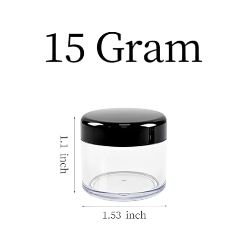 12 Pcs 15ml/0.5oz Small Travel Containers Clear Plastic Cosmetic Jar Refillable Roun for Beauty Lotion Cream Products Sample Bottles Black Plastic With Screw on Lid Container2
