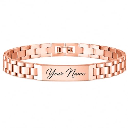 Image of Personalized Name Bracelet for Men & Women | Custom Name Engraved Silver Bracelet | Adjustable Size Stainless Steel Wrist Band | Gift for Birthday, Anniversary & Special Occasions