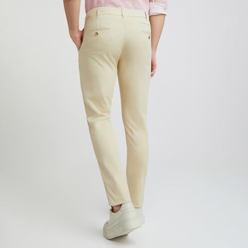 Image of Colorplus Nuvo Fit Cotton Nylon Blend Solid Piece Dyed Pattern Flat Front Casual Trouser