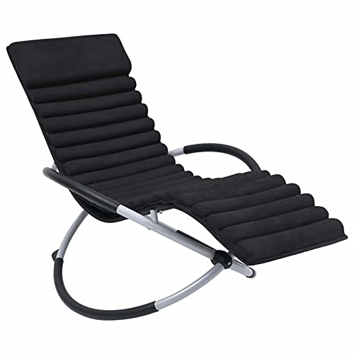 Xichuzi Cojín para Tumbona Piel de Ante Negro, Cojin Tumbona Exterior, Colchonetas para Tumbonas, Colchoneta Hamaca, Cojín De Silla De Hamaca, Colchón para Tumbona