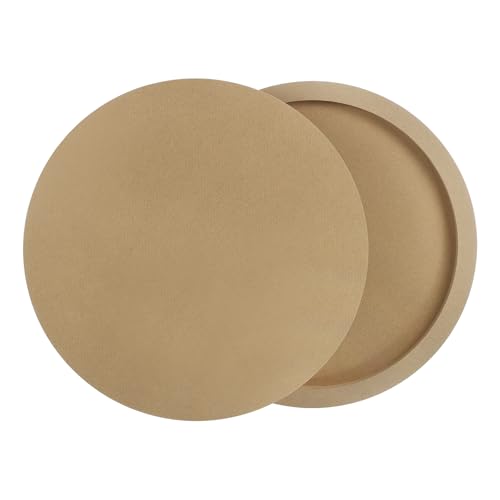 MECCANIXITY 2 Pack Wood Canvas Boards, 14 Inch Art Canvases Round Unfinished Wood Panel for Painting, Crafts, DIY Projects, Pouring Art