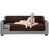 Sofa Shield Couch Slip Covers for Dogs, Reversible Furniture Protector with Strap, Stain and Tear Resistant Cushion Cover, 78 inch Seat, Machine Washable Slipcover Pets, Cats, Chocolate Beige