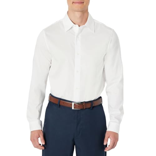 Amazon Essentials Mens Slim-Fit Long-Sleeve Stretch Dress Shirt White M