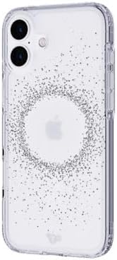 tech21 Evo Sparkle MagSafe Case for iPhone 16 Plus, Clear/Silver