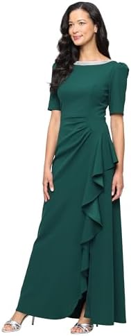 Alex Evenings Women's Long Embellished Neck Mother of the Bride D...