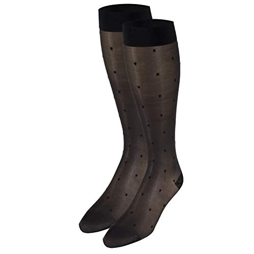 Image of Truform Sheer Compression Stockings, 15-20 mmHg, Women's Knee High Length, Dot Pattern, Charcoal, X-Large