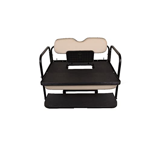 GTW MACH3 EZGO TXT Golf Cart Rear Flip Seat Kit with Steel Frame | Compatible with 1995 & Up E-Z-GO TXT/Valor/Freedom TXT / T48 Models (Oyster White)