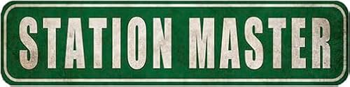 Station Master Metal Sign,Train Engineer Hobbyist Tin Sign,Farmhouse Style Decor,Rustic Street Decor Door Name Plate Plaque,4x16 Inch
