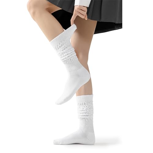 Image of Flydo Slouchy Socks for Women White Scrunch Slouch Boot Sock