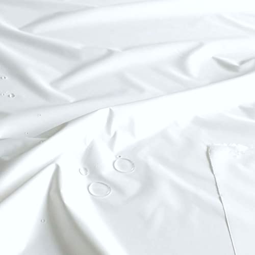 TOLKO wasserdichter Stoff Meterware | Outdoor-Stoff für Regenjacke Plane Regenschutz Regenmantel | leichter Nylonstoff PU beschichtet | pflegeleicht weich flexibel | Stoffe zum Nähen (Weiß)