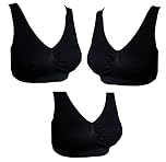 UtopyaUK 3 6 9 Pack Comfort Bra Women Girls Crop Top Seamless Bra Sleep Yoga Bralette Stretch Bras Sports Vest Wireless Post Surgery Bra Wire Free, 3 Black, 3XL