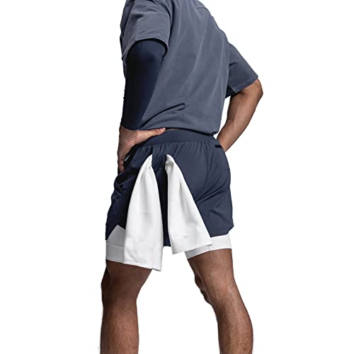 Image of DIOTSR Mens 2 in 1 Running Workout Shorts for Men Lightweight Training Shorts Quick Dry Gym Shorts with Phone Pocket