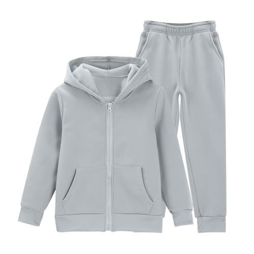 Teen Girls Boys 2 Piece Athletic Outfits Full Zip Hooded Sweatshirt and Jogger Sweatpants Kids Comfy Sweatsuits2