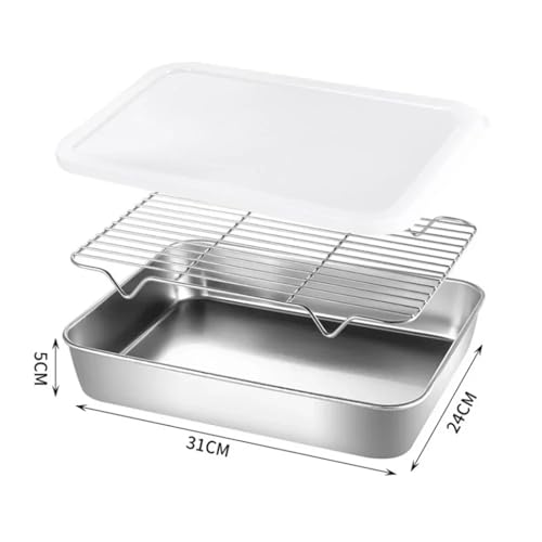 Plateau de cuisson acier inoxydable 31x24x5cm avec grille - 8