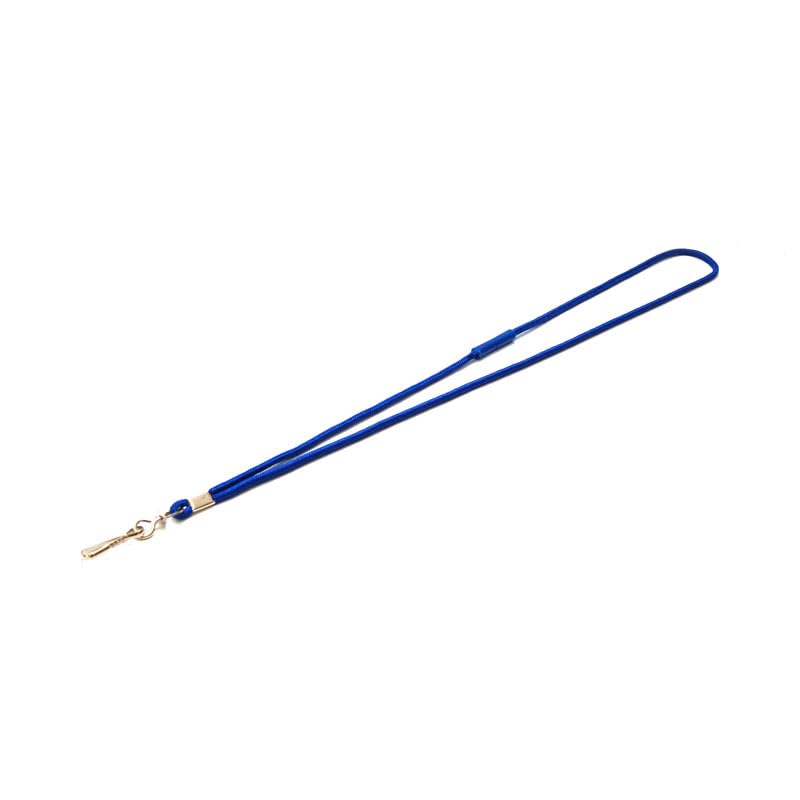 Lanyard redondo de seguridad de 4 mm con mosquetón metálico - Azul real (lote de 100)