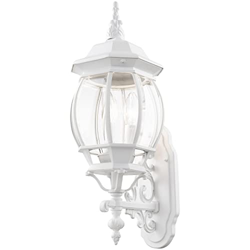 Image of Livex Lighting 7524-13 7524-03 Outdoor Wall Lantern, White, 8.25 x 22 | Dimensions: 8.25 x 22