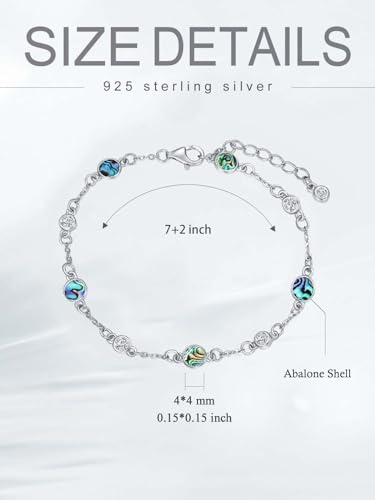 Image of HPQQ Anklet Bracelet for Women 925 Sterling Silver Natural Stone Chain Ankle Bracelet Beach Summer Fine Jewelry Birthday Mothers Day Gifts for Women Her Mom