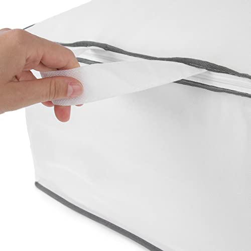 Compactor LIFE Aufbewahrungstasche für Bettdecken 68,5x58,5x25,5 cm - Weiß - Große Tasche mit Reißverschluss für Decken, Kissen, Bettwäsche - Fester Textilbeutel - Modell RAN633