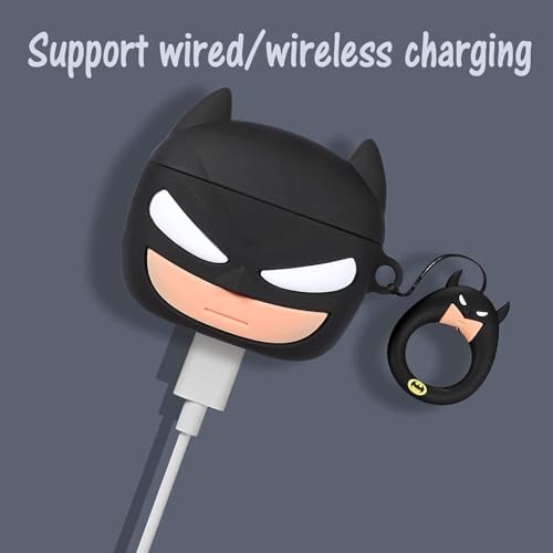 Image of Emoh Roced Case for AirPodS 4 (2024) with Keychain (ANC), Cute Cartoon Shockproof Protective Cover Compatible with Apple AirPods 4th Generation 2024 for Women and Boys (Batman)