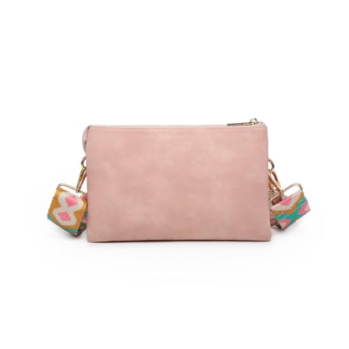 Image of JEN & CO. Izzy Vegan Leather Crossbody Bags Clutch Purses Wristlet Wallet Shoulder Handbag with Guitar Strap for Women