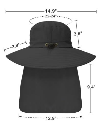Image of Outdoor Sun Hats with Stowable Neck Flap for Men Women UPF 50+ Mesh Summer Bucket Hat Wide Brim for Fishing Safari Hiking