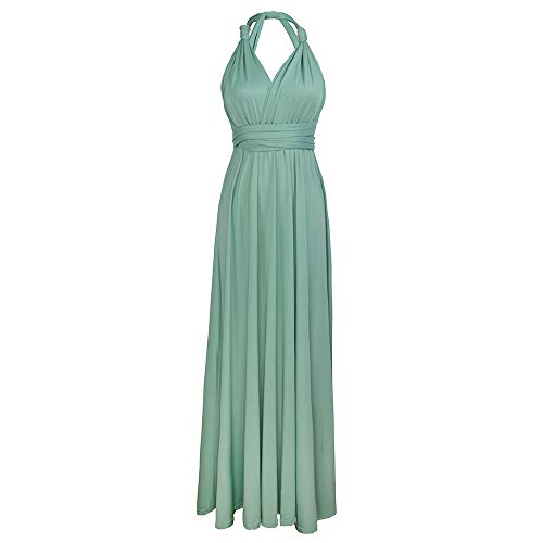 NOBRAND Vestido sexy para mujer, multicanal, vestido rojo para dama de honor, para fiesta, Longue, índice infinito Verde Gris S