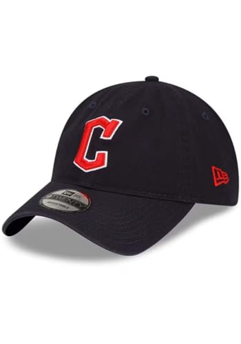 New Era MLB Core Classic 9TWENTY Home Team Color Adjustable Hat Cap One Size Fits All (US Alpha One Size Cleveland Guardians Navy Blue)