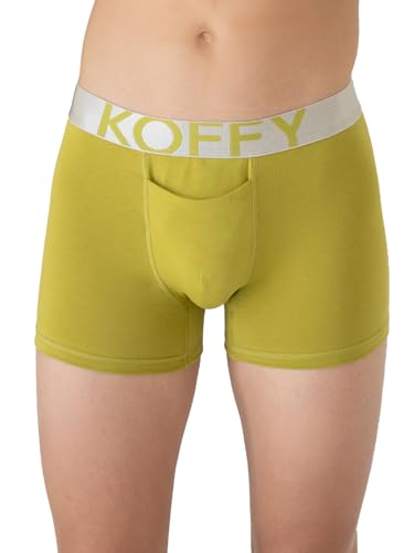 Image of KOFFY Men's Malleable Cotton Lycra Long Trunk with Minus Cutting Pouch I Wrinkle Free I Moisture Wicking Technology