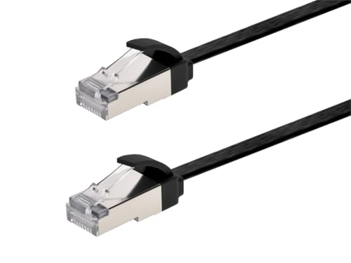 Cable Ethernet Cat6A plano U/FTP 5 pies negro miniatura 1