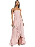 Flowy Pleated Satin Hi-Lo Bridesmaid Dresses for...