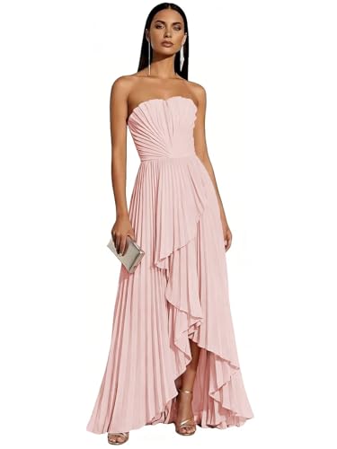 Flowy Pleated Satin Hi-Lo Bridesmaid Dresses for...