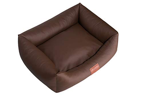 Leo4dog. Sofa Natalie. Hundebett, Kunstleder. Hundekissen. Hundesofa. 4 Größen (M 80x60 cm, Braun)
