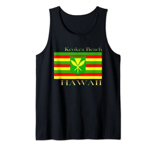 Keokea Beach Hawaii Islands Hawaiian Flag Beach Tank Top