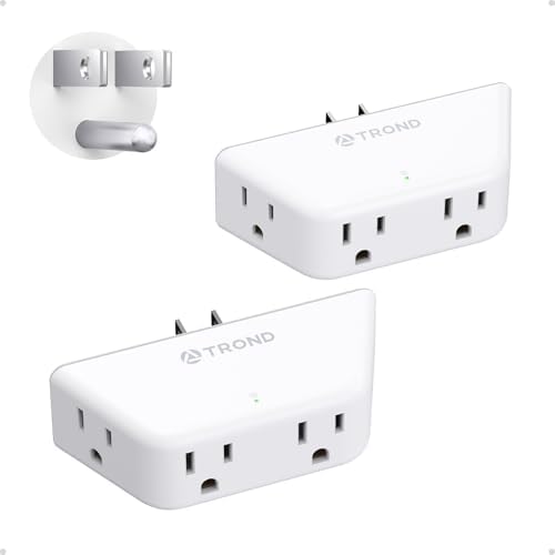 Angular Splitter TROND Multi Plug Extender Plug 2 Pack - Surge Protector with 4 Grounded ...