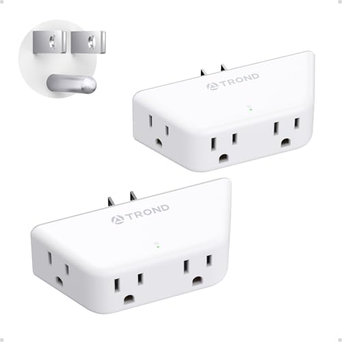 TROND Multi Plug Outlet Extender 2 Pack - Surge Protector Outlet with 4 Grounded Sockets, 3 Way...