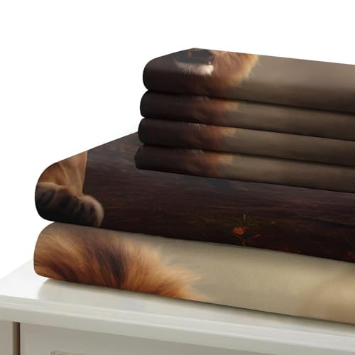 Housse de Couette 3D Douceur Effet Microfibre de Lit Double Imprimé Lion - 7