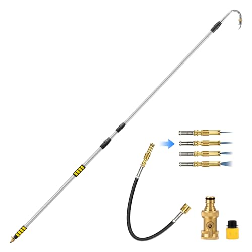 Outil nettoyage gouttière 2-en-1 portée 24FT avec baguette flexible