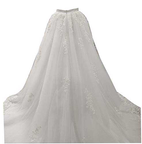 Wedding Long Maxi Tutu Tulle Skirt Detachable Train Bridal Skirt (Medium, Ivory Shiny)4