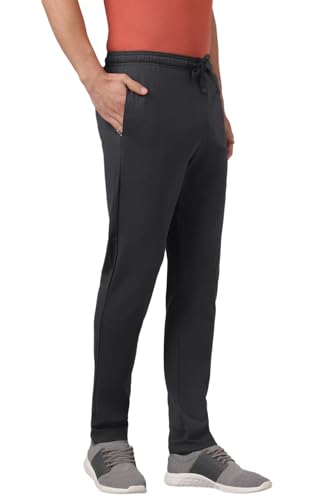 Image of Van Heusen Men Solid Regular Fit Trackpant - Zipper Pocket, Elasticated Waistband with Adjustable Drawstring